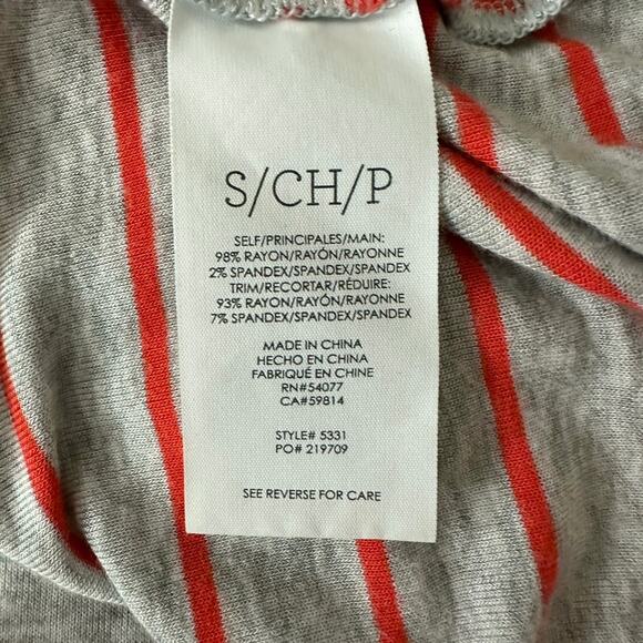 CAbi 5331 Ruffle Tank Gray Orange Striped Asymmetric Hem Sleeveless Top Sz S - Picture 6 of 7